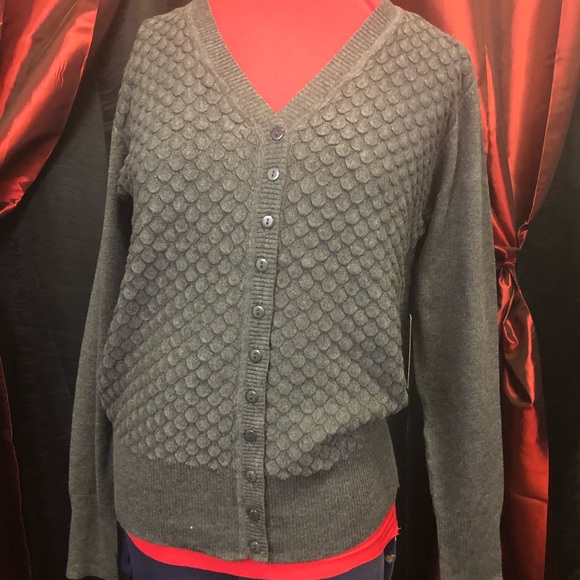 Button-up Textured Cardigan (GRAY) - Picture 3 of 3